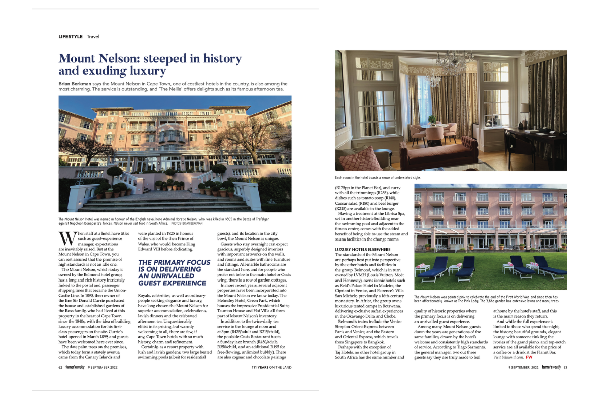 Mount Nelson in Farmer’s Weekly 9 September 2023