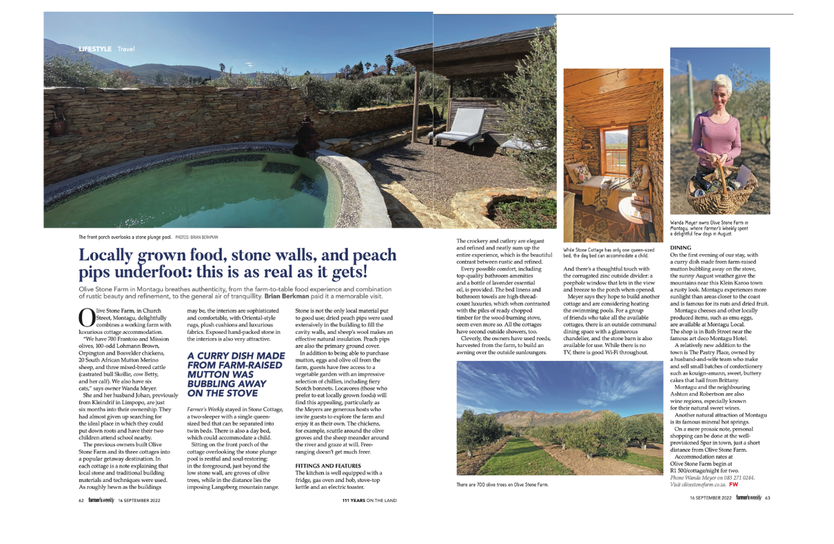 Olive Stone Farm Montagu Farmer’s Weekly 16 September 2022